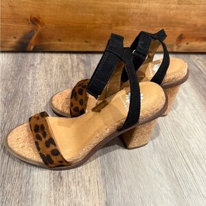 Yellow Box Size 7 Caikos Women's Shoes Leopard Print Cork Wedge Heel Sandal‎